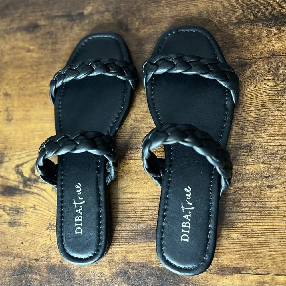 Diba True Rae Nah Leather Braided Sandal in Black, Size 9. New in Box!
